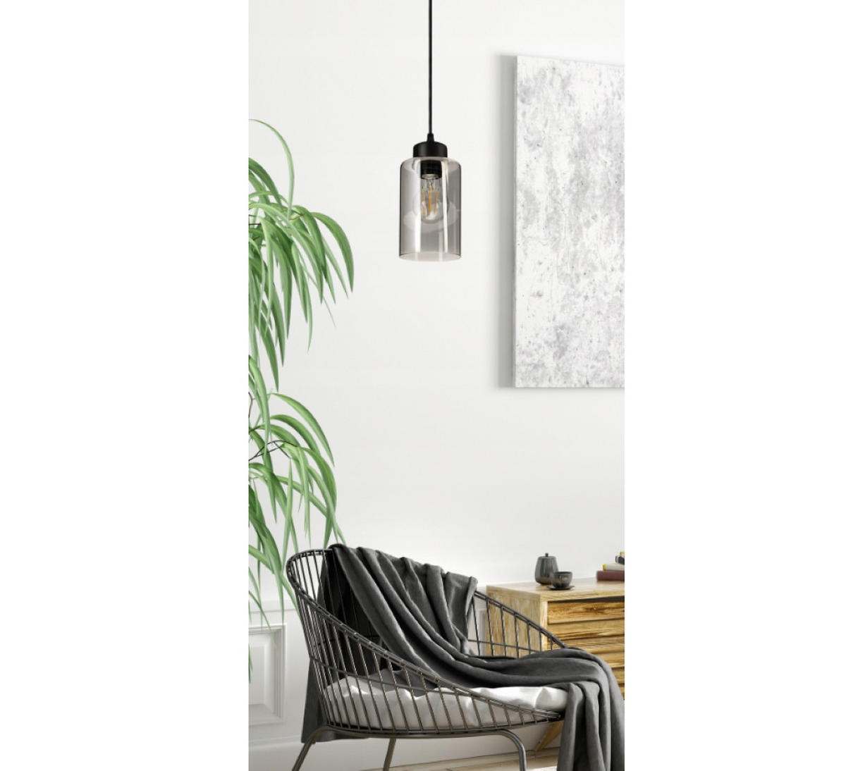 PENDELLEUCHTE TUBE - Transparent/Schwarz, Glas/Metall (10/10/80cm) - kiki design