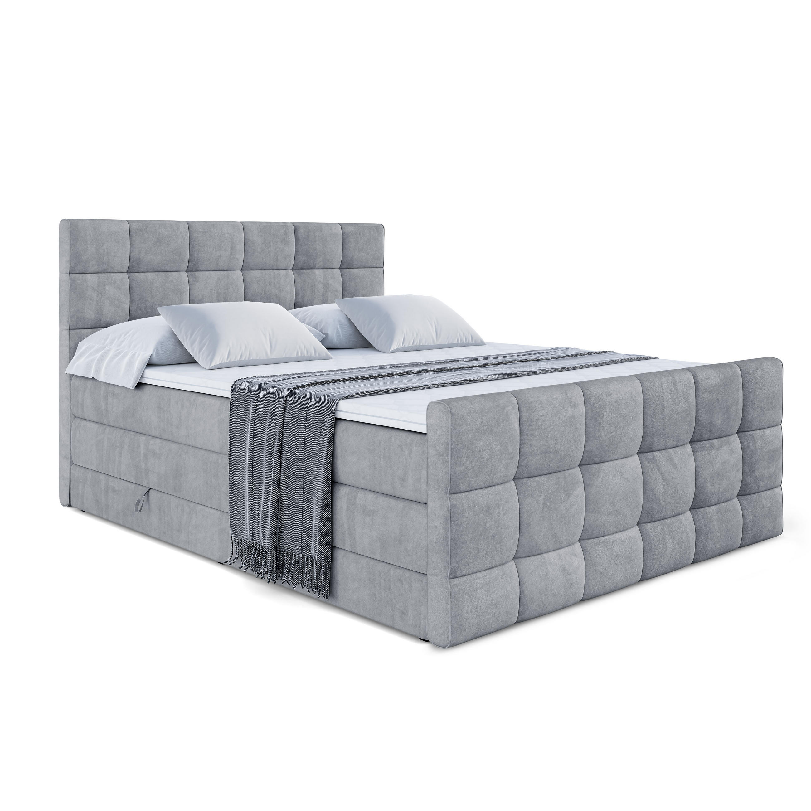 BOXSPRINGBETT APO-Z KING - 180 x 200 - H3/H4 - Grau - Grau, Holzwerkstoff (180/200cm) - ALTDECOR