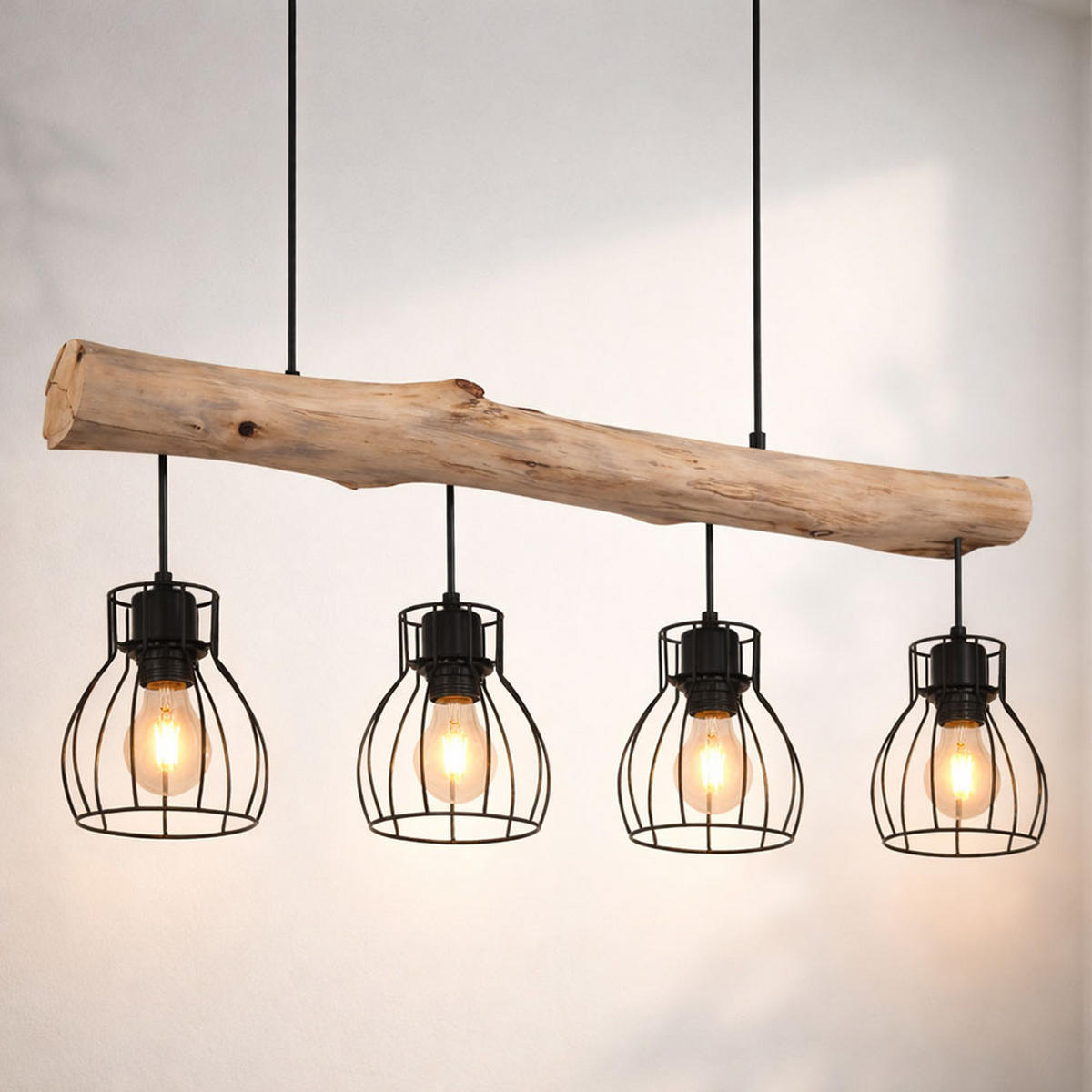 LED HÄNGELEUCHTE MINA Holz Schwarz - Schwarz, Holz (82.5/13.6/140cm) - Globo Lighting