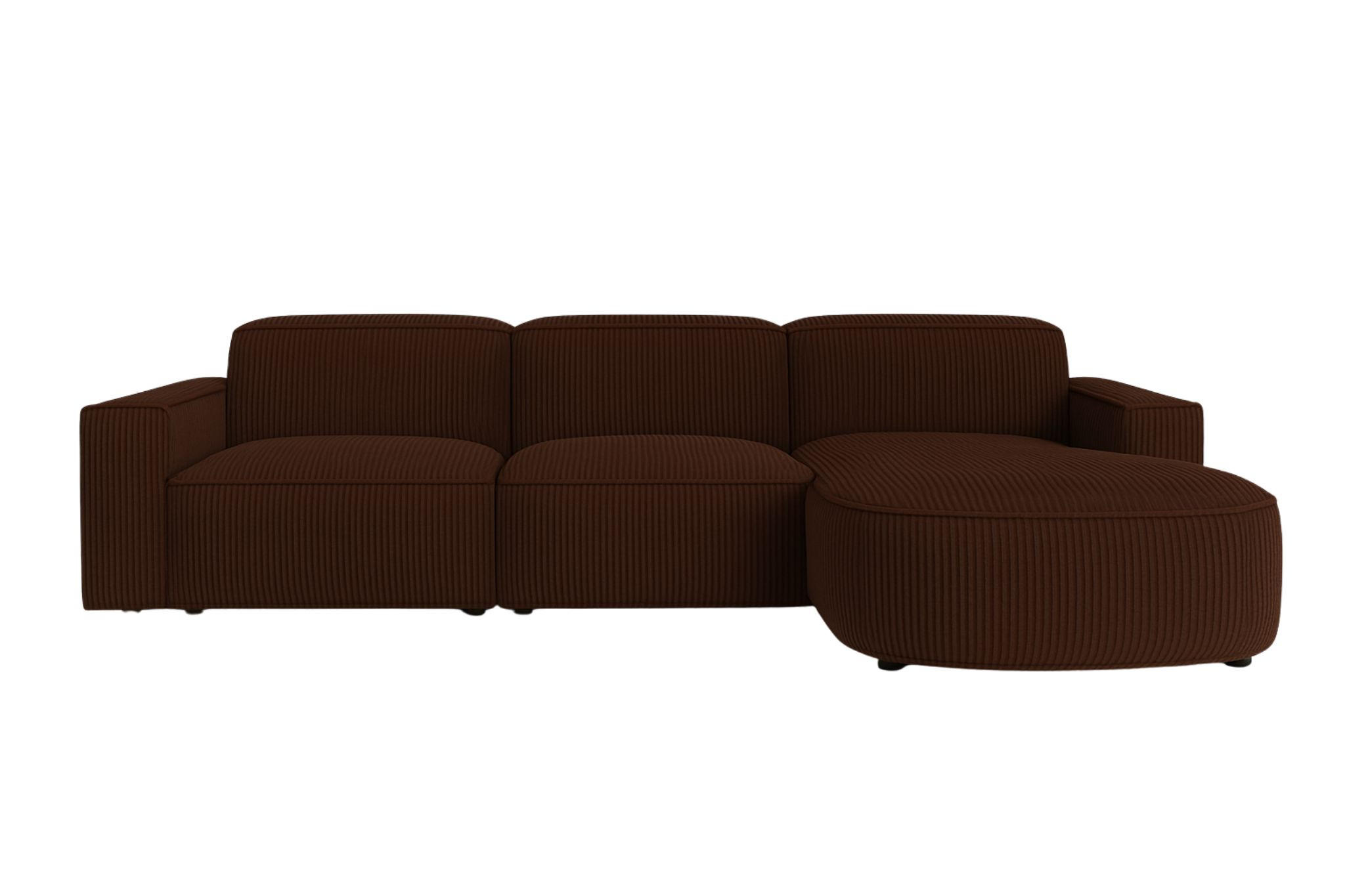 ECKSOFA Cursal Round L-Form, Stoff Poso, Braun, Rechts - Braun, Holz (284/166cm) - Kaiser Möbel
