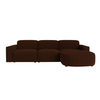 ECKSOFA Cursal Round L-Form, Stoff Poso, Braun, Rechts - Braun, Holz (284/166cm) - Kaiser Möbel