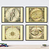 POSTER Set mit 4 alten astronomischen Karten A3 Rahmenlos - Klar, Papier (29.7/3cm) - Nacnic