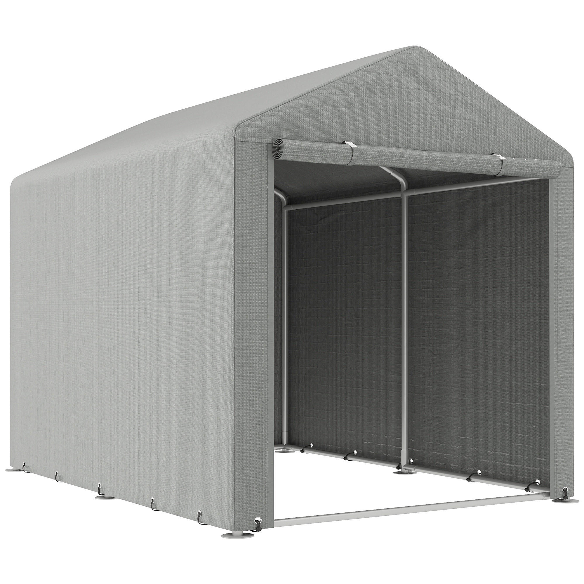 GARTENHAUS 2 Fächer, Tür mit Reißverschluss, wasserdicht, UV-beständig 1,6 x 2,2 x 1,7 m ,hellgrau - Hellgrau, Metall (218/172/160cm) - Vallsero