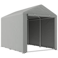 GARTENHAUS 2 Fächer, Tür mit Reißverschluss, wasserdicht, UV-beständig 1,6 x 2,2 x 1,7 m ,hellgrau - Hellgrau, Metall (218/172/160cm) - Vallsero