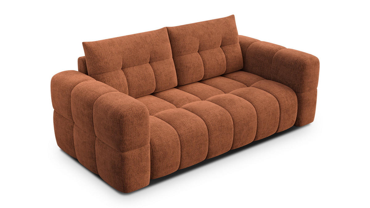 SOFA CLOUDI 2,5-Sitzer, rostrot - Schwarz/Orange, Holz/Textil (211/89/104cm) - Courtois Laville