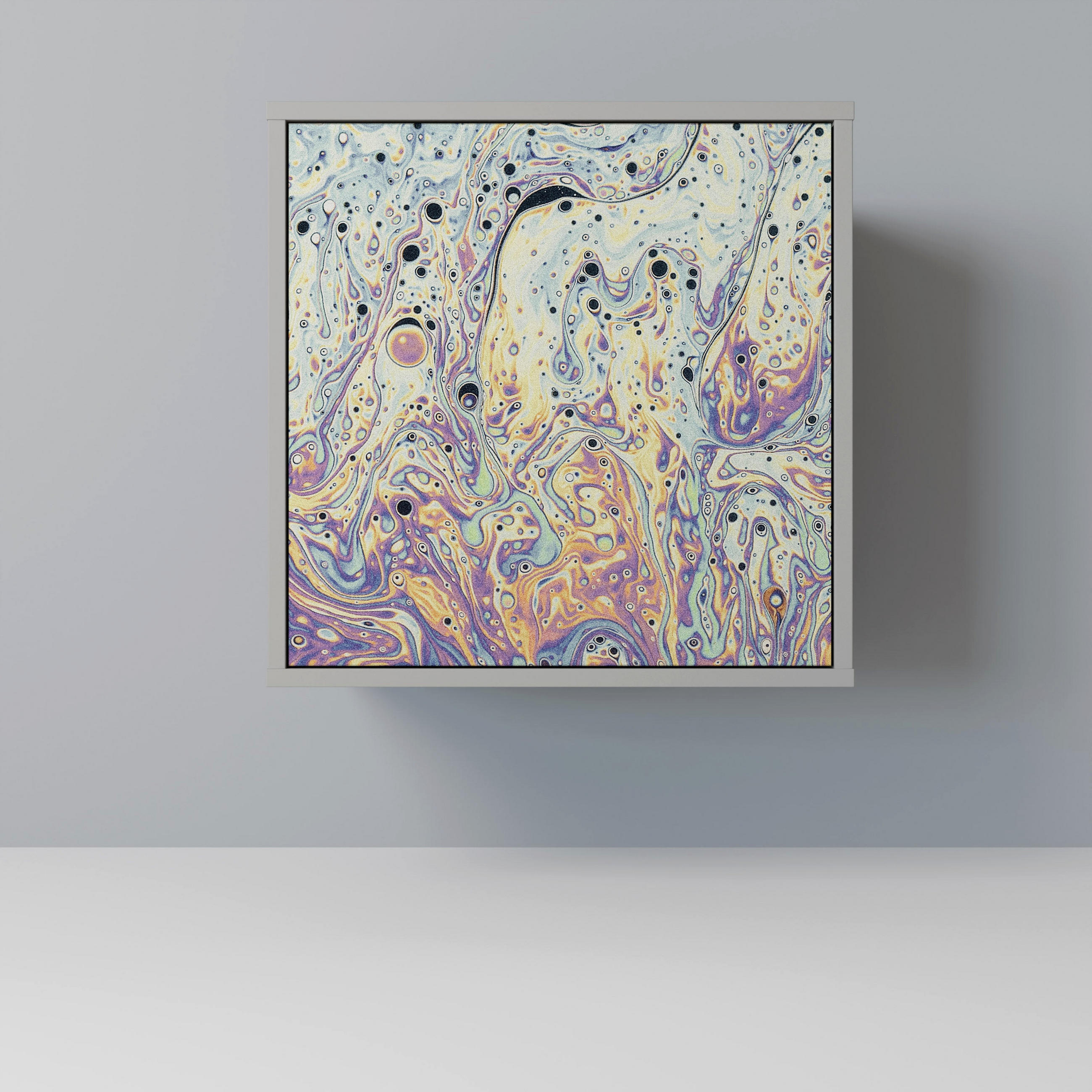 SIDEBOARD MOSAIC OF COLORS, Grau, 57,5x42x57,5 cm, Ohne Füße - Multicolor/Grau, Holzwerkstoff (57.5/57.5/42cm) - SpaceRebels