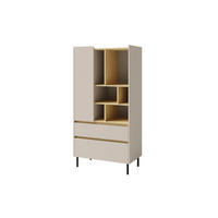 KINDERHOCHKOMMODE LIBU 06 80/40/165 in Sandbeige / Geölte Eiche - Eichefarben/Beige, Holzwerkstoff (80/165/40cm) - Deine Möbel 24