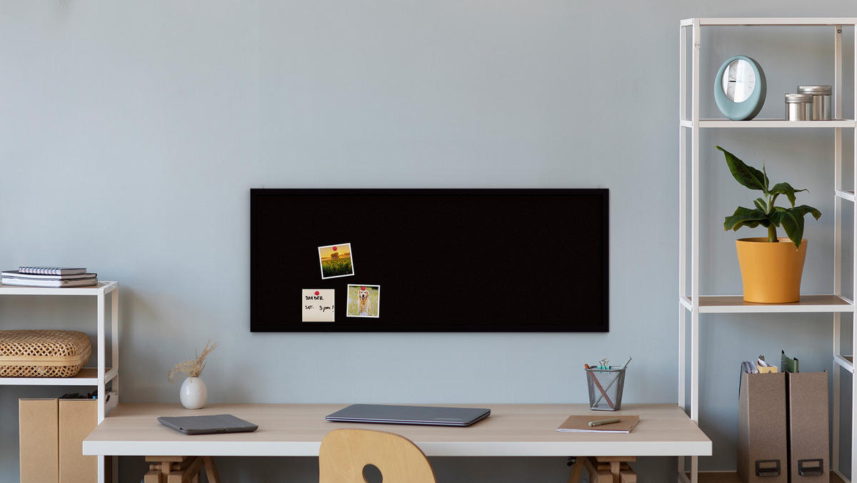 PINNWAND, Korktafel in Schwarz, 100x40 cm, Holzrahmen - Schwarz lackiert - Schwarz, Holz (100/40/1.5cm) - ALLboards