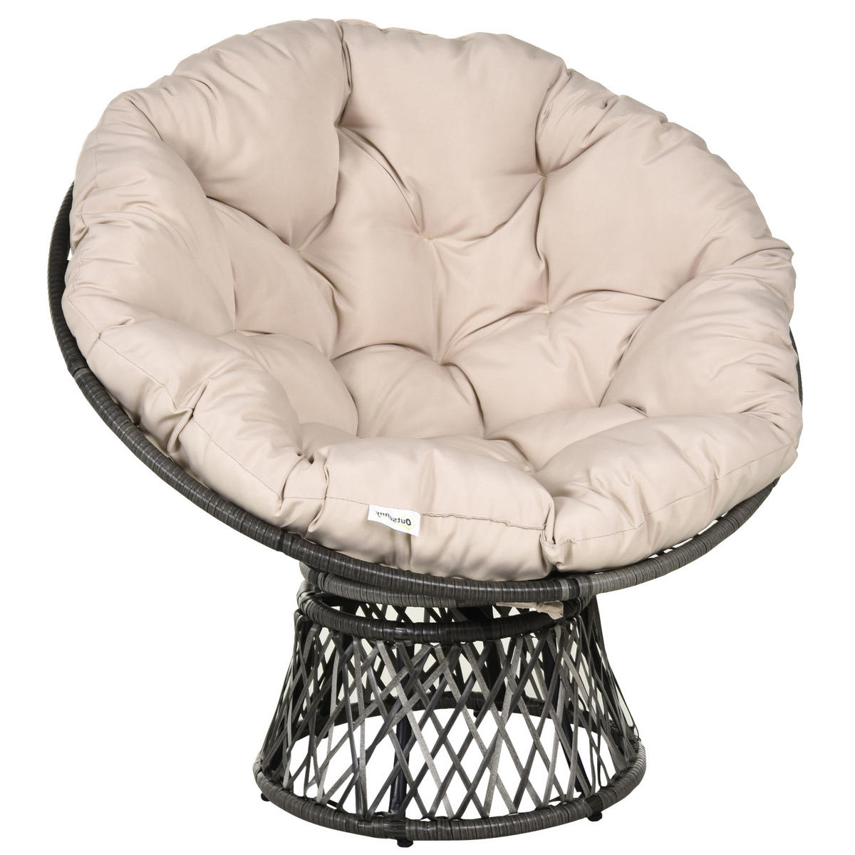 GARTEN-RELAXSESSEL DE-13564 360° drehbar, Ø97x90cm Creme - Creme, Metall (87/90/97cm) - ComfortXL