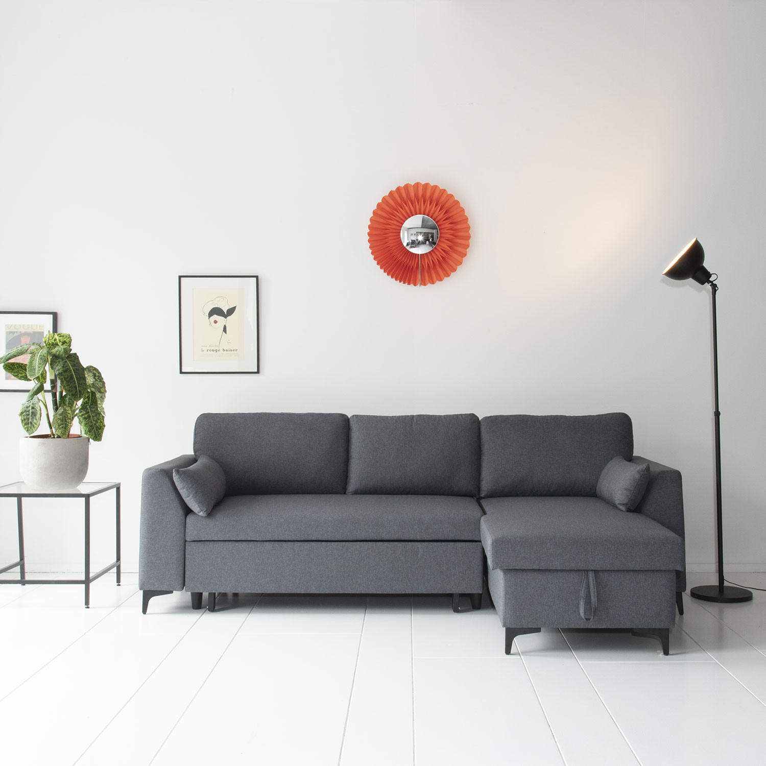 ECKSOFA LOGAN Grau 3 Plätze - Grau, Textil (145/236cm) - Happy Garden