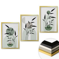 WANDBILDER 3er Set - 40x60 cm Goldrahmen - Boho-Pflanzenkompositionen - Goldfarben, Kunststoff (40/60cm) - ArtPrintCave