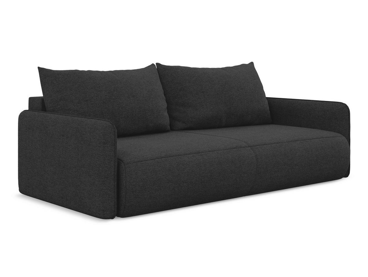 3-SITZER SOFA mit Schlaffunktion Chenille Stoff Schwarz - Anthrazit/Schwarz, Kunststoff/Textil (216/86/105cm) - Makamii