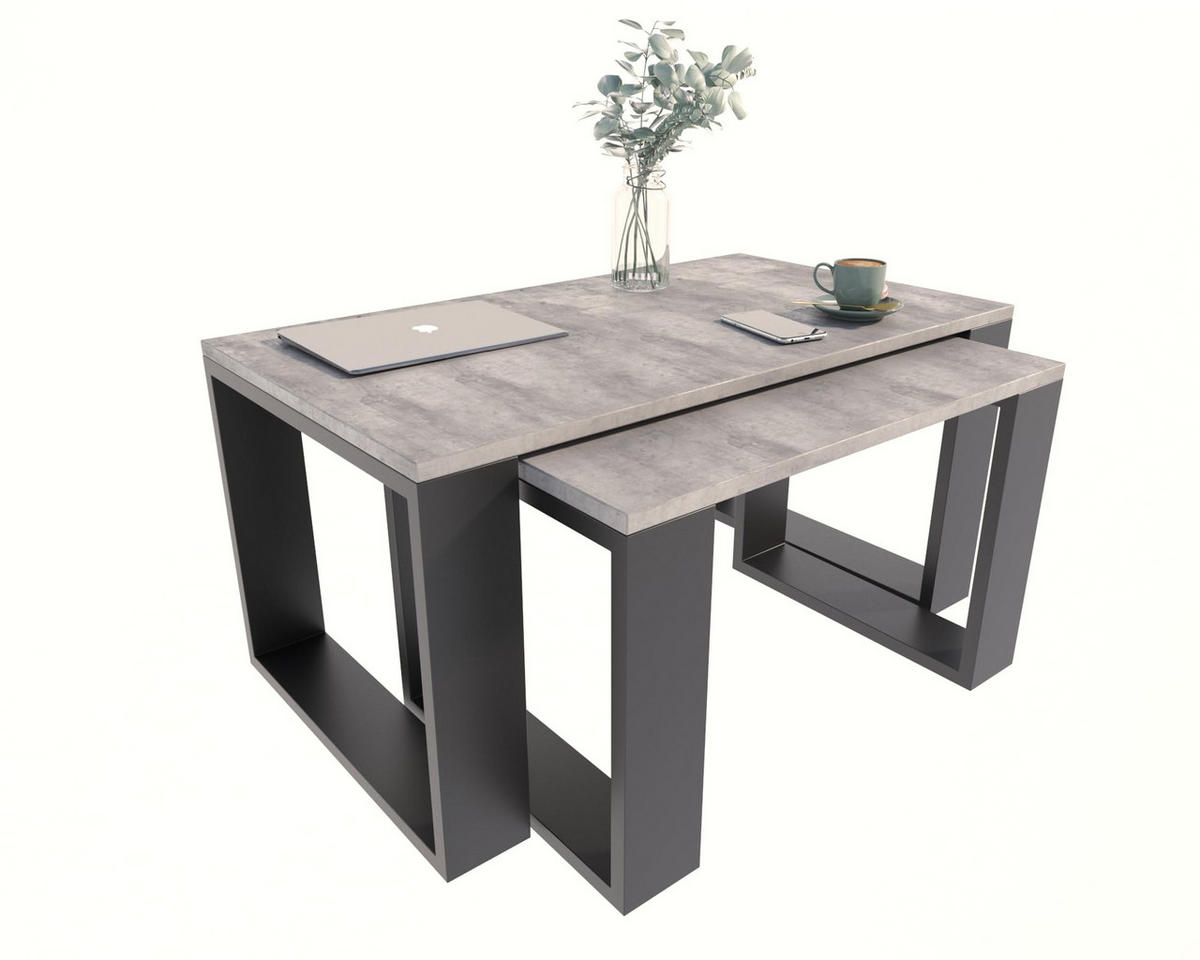 COUCHTISCH WESTA Beton 2er-Set - Grau, Holzwerkstoff (50/100/47.8cm) - Matkam Möbel