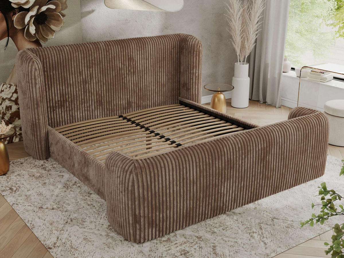 POLSTERBETT EMORA CLASSIC DUO 180/200 - Braun Cord - Schaum-Matratze - Braun, Textil (180/200cm) - MKS