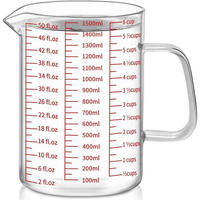 MESSBECHER Glas 1500 ml mit 3 Skalen - Transparent, Glas (1.5L)