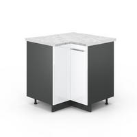 ECKUNTERSCHRANK Fame-Line Weiß Hochglanz 80.5 cm, AP Marmor - Weiß Hochglanz/Anthrazit, Holzwerkstoff (80.5/82/60cm) - Vicco
