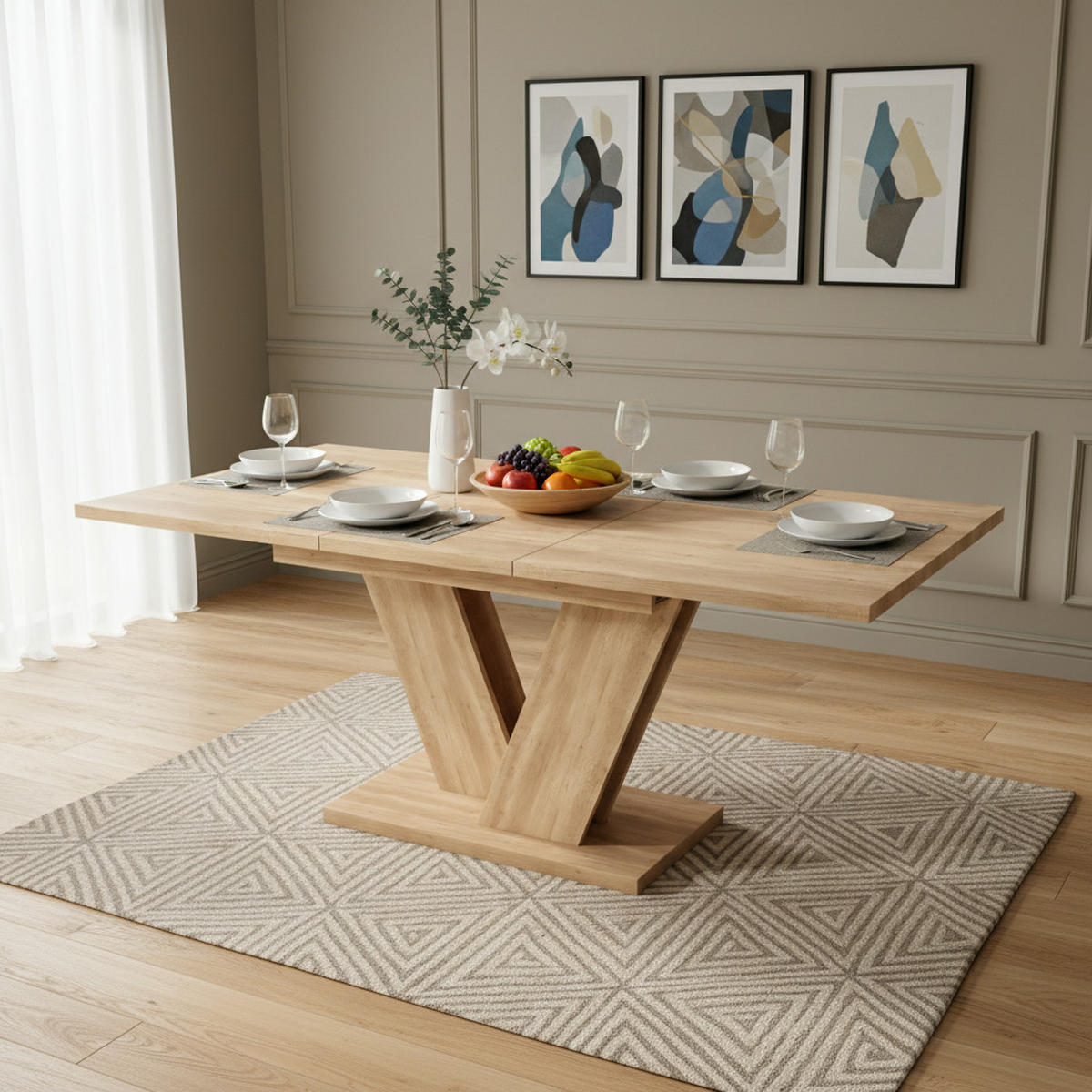 ESSTISCH ausziehbar 140–180x80 cm für 4–6 Personen – rechteckig, Eichenoptik, V-Beine, stabiler Esszimmertisch modern - Eiche Artisan, Holzwerkstoff (180/80/75.5cm) - Ej. Life