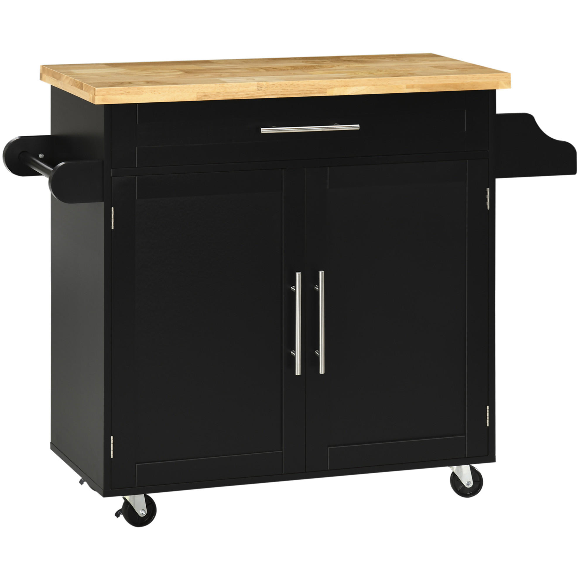 KÜCHENINSEL 109/89/40 cm Schwarz aus Holz mit Rollen - Schwarz, Holz (40/89/109cm) - OKMYHOME