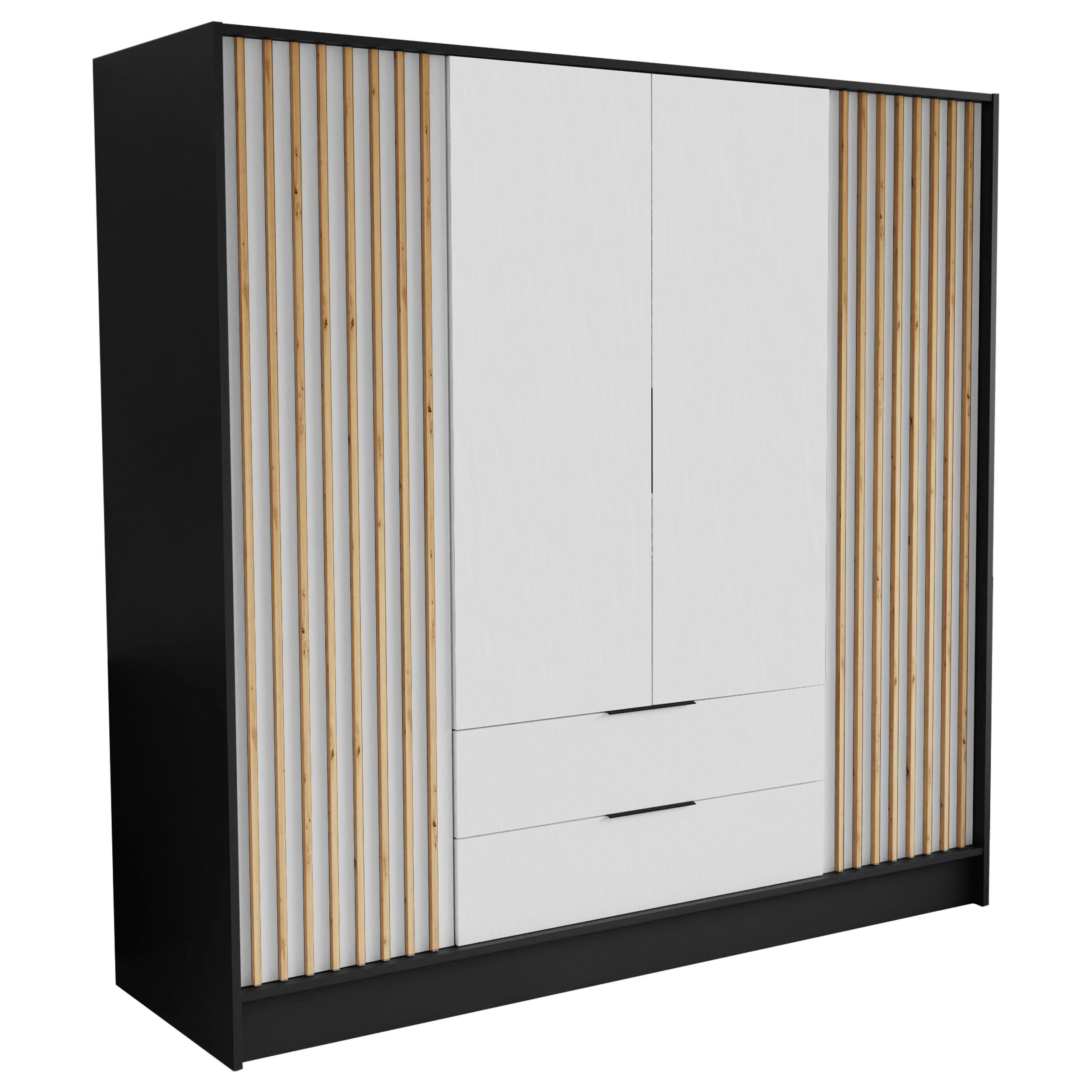 Masseno Drehtürenschrank Schwarz 200x200x51 cm