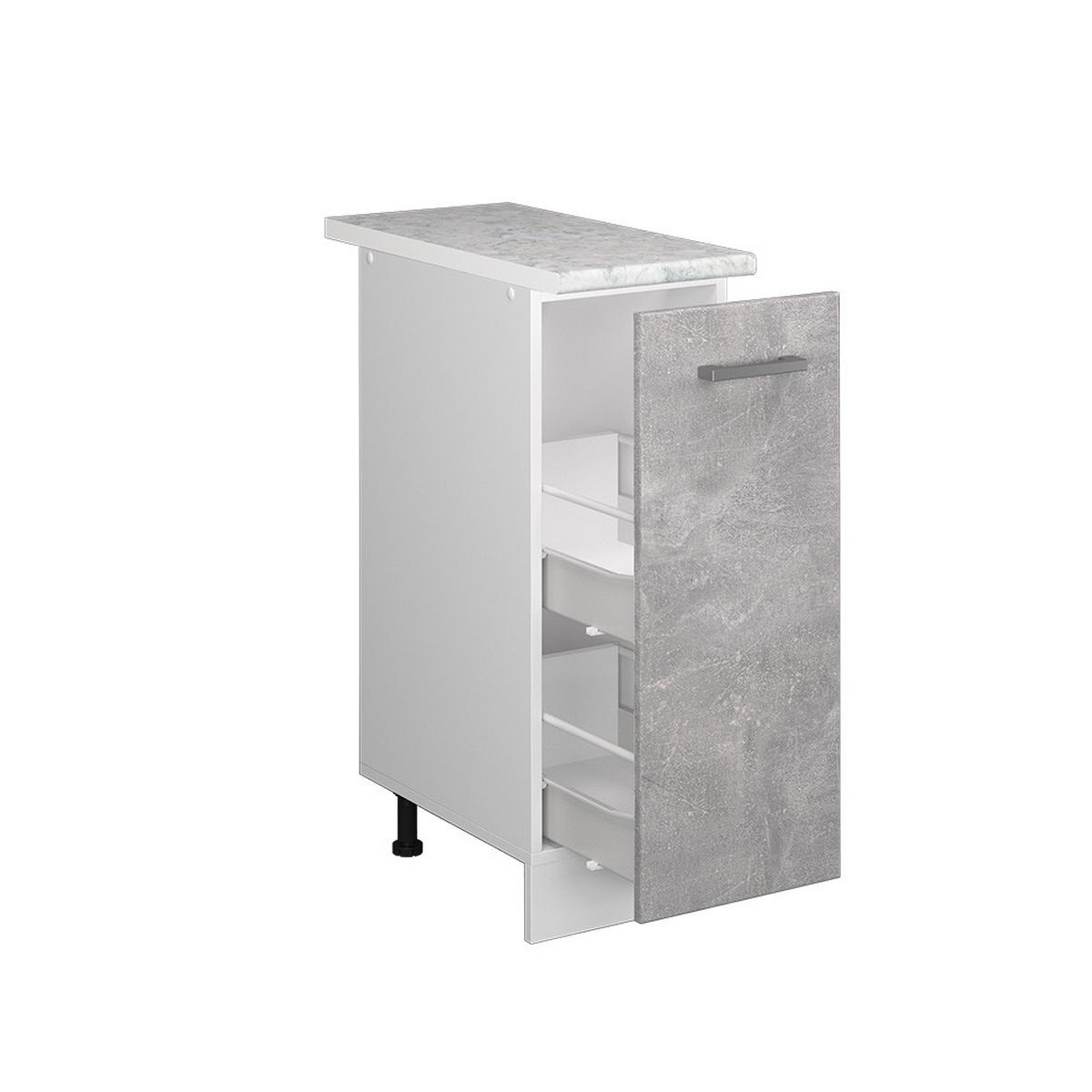 UNTERSCHRANK R-Line Beton 30 cm mit Tür, mit Arbeitsplatte - Weiß/Grau, Holzwerkstoff (30/81.6/60cm) - Vicco