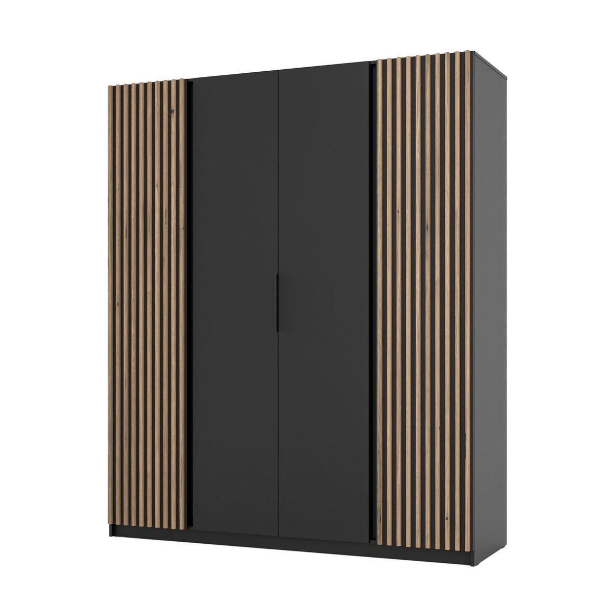 DREHTÜRENSCHRANK CAGLIARI 200/239/61,9cm 4-türig Schwarz - Schwarz, Holzwerkstoff (200/239/61.9cm) - MASSENO