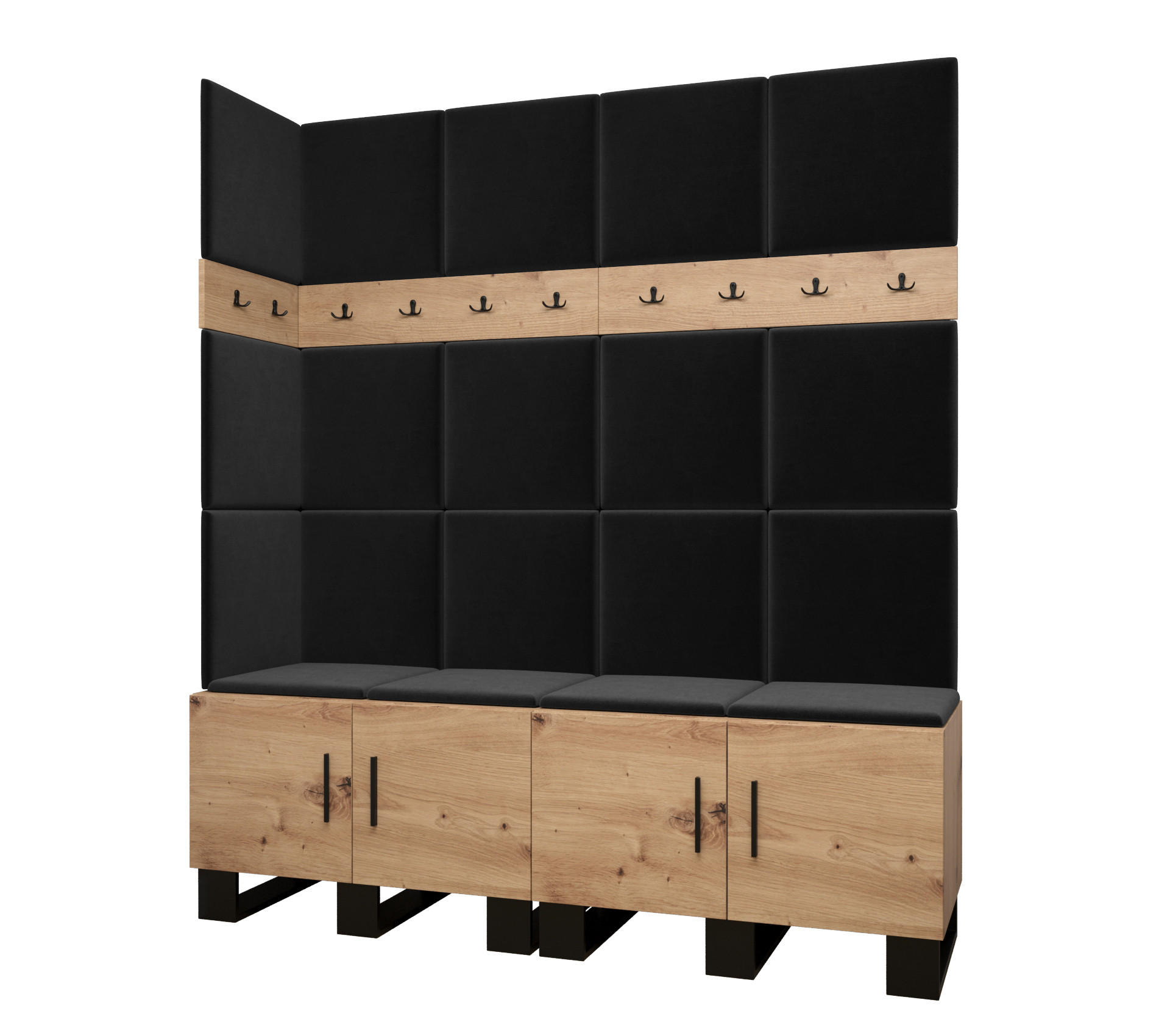 GARDEROBEN-SET 196/168/45,6 - Dunkelgrau/Schwarz, Holz/Kunststoff (168/196/45.6cm) - Abiks Möbel