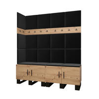GARDEROBEN-SET 196/168/45,6 - Dunkelgrau/Schwarz, Holz/Kunststoff (168/196/45.6cm) - Abiks Möbel