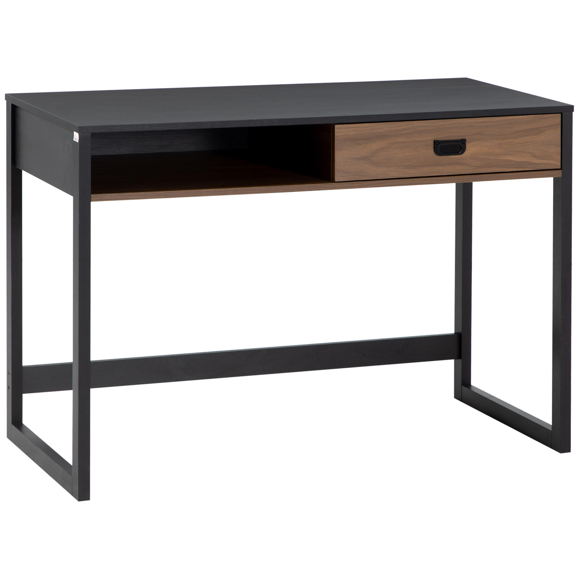 BÜROTISCH Walnuss und Schwarz 1 Stück - Multicolor, Holzwerkstoff (107/60/76cm) - GiPP