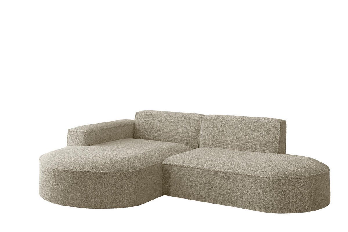 ECKSOFA Designer L-Form MODENA STUDIO Stoff Loop Beige Links - Beige, Holz (165/236cm) - Kaiser Möbel