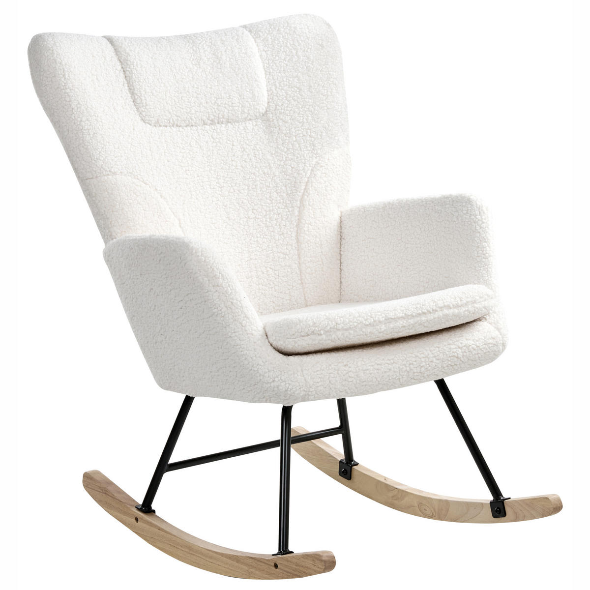 SCHAUKELSESSEL Bouclé Weiß Sandve - Hellbraun, Textil (72/98/87cm) - Beliani