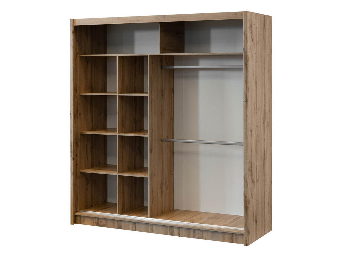 SCHIEBETÜRENSCHRANK London 203 - Eiche Wotan/Weiß, Holzwerkstoff (203/215/60cm) - MIRJAN24