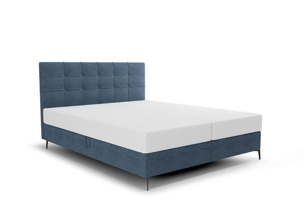 BOXBETT INAO 180x200 mit Matratze H3, Bonell und Topper ARAGON 74 - Dunkelblau, Textil (180/200cm) - Bedante