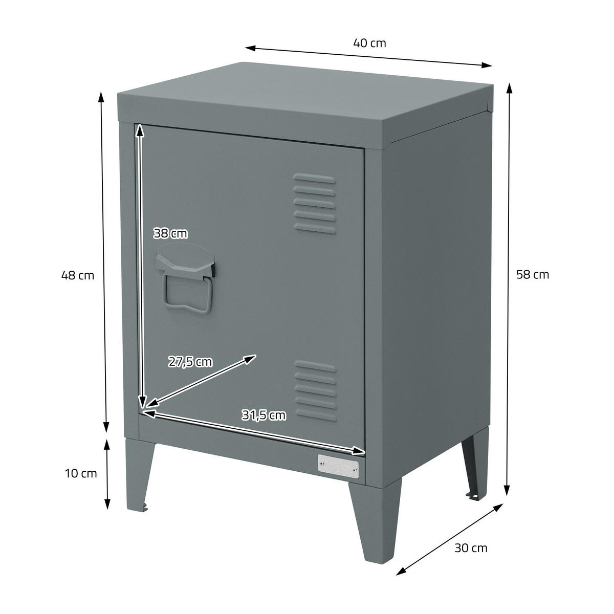 NACHTTISCH Anthrazit 40x30x58 cm aus Stahl - Anthrazit, Metall (40/58/30cm) - ML-DESIGN
