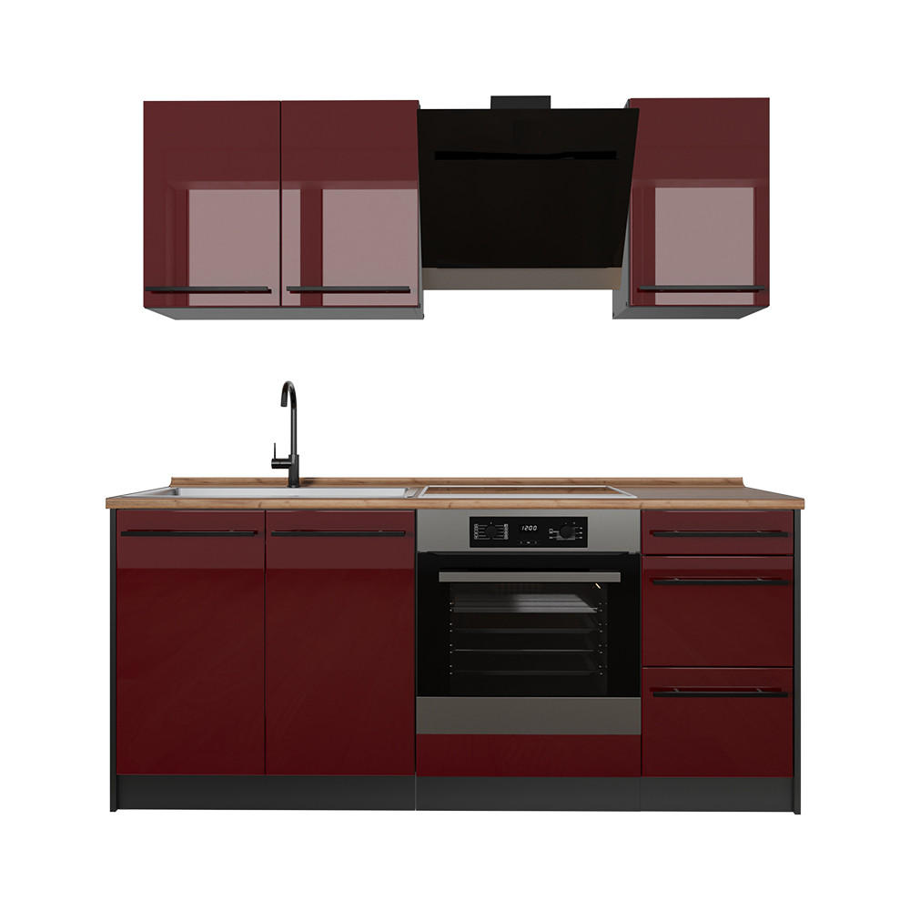 Vicco Singleküche Rot, Anthrazit 180x206.8x60 cm