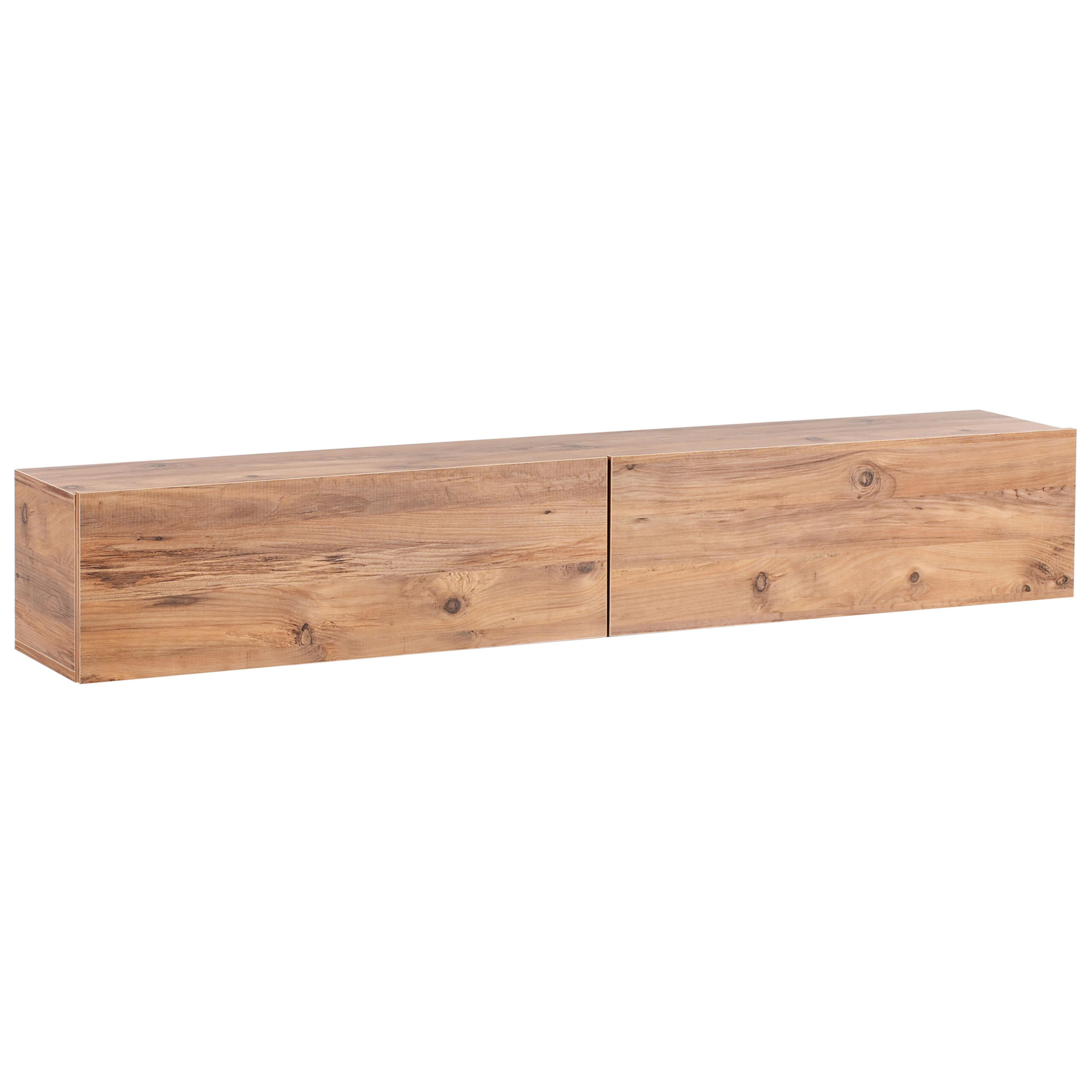 WANDMONTIERTER-TV-SCHRANK Braun Gladstone - Braun, Holzwerkstoff (180/30/32cm) - Beliani