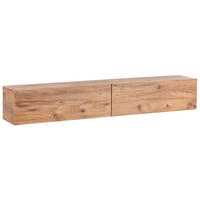 WANDMONTIERTER-TV-SCHRANK Braun Gladstone - Braun, Holzwerkstoff (180/30/32cm) - Beliani