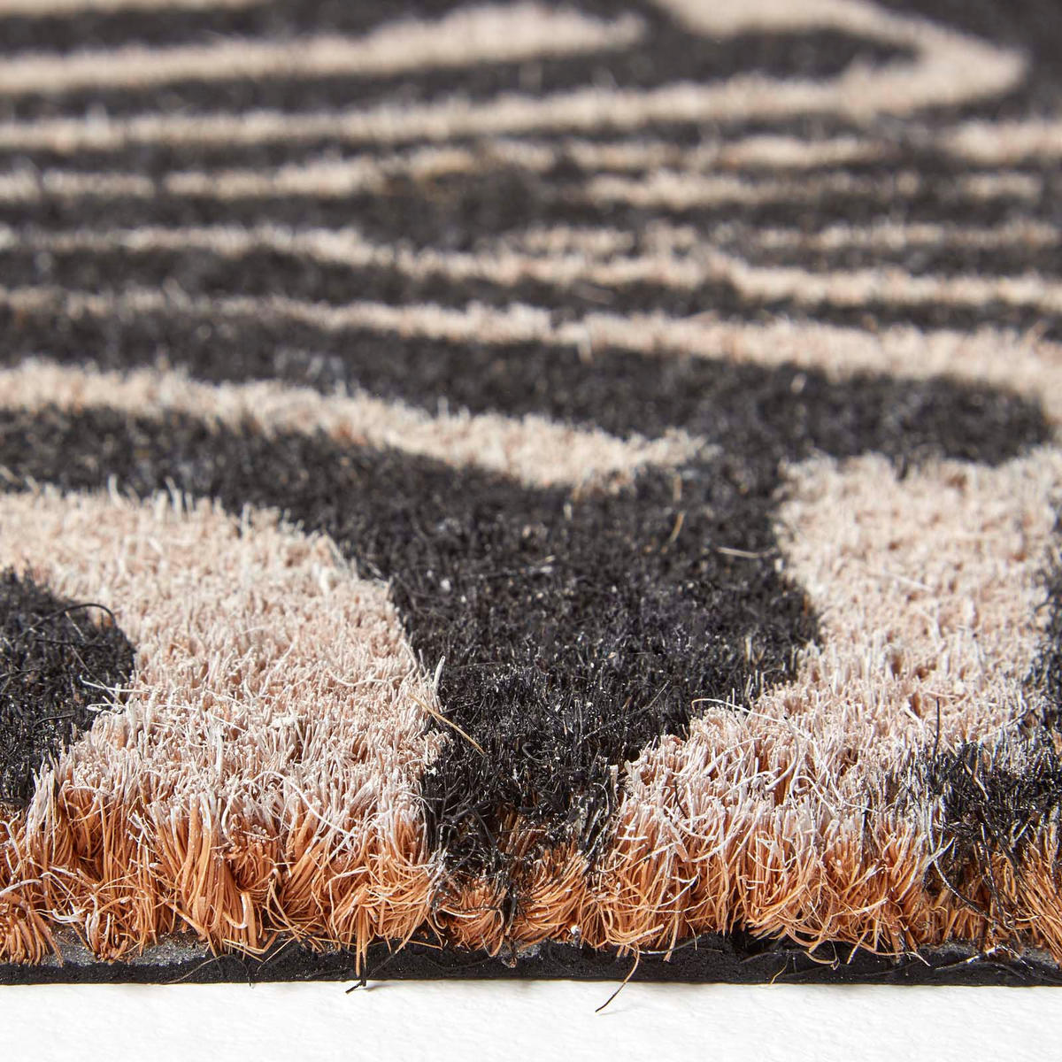 FUSSMATTE Zebra, Kokos 38/75 cm - Schwarz, Naturmaterialien (38/75cm) - Homescapes