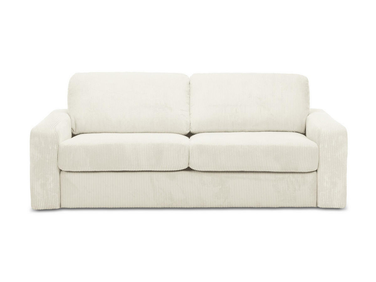 3-SITZER SOFA mit Schlaffunktion Cord Stoff Beige - Beige/Creme, Kunststoff/Textil (195/80/100cm) - LaMiaSofa