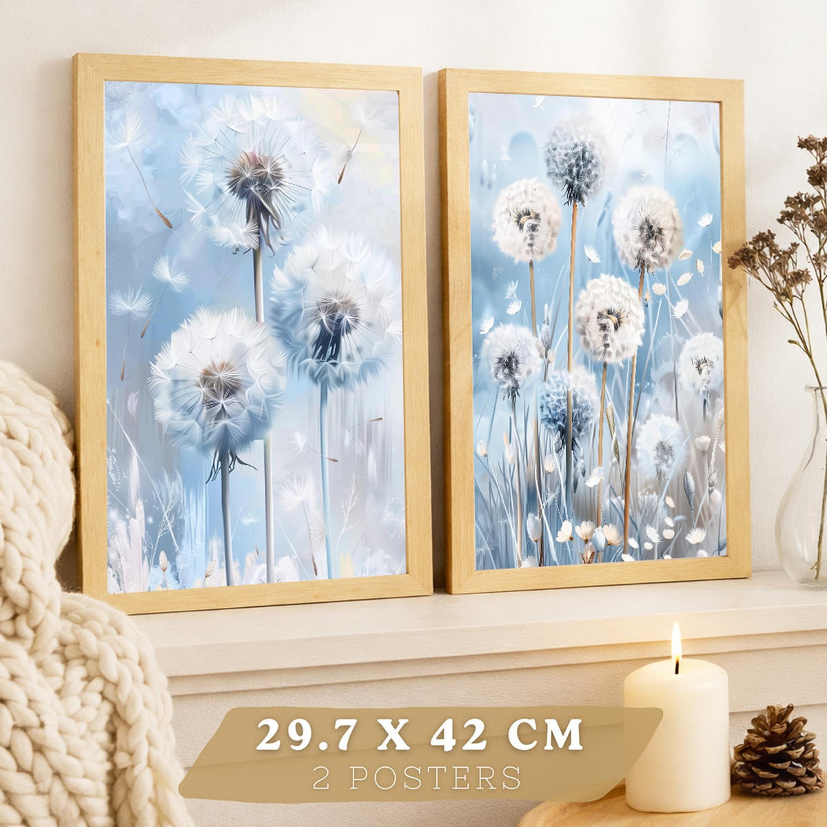PLAKAT Sada 2 Sweet Blue 2 A4 bez rámu - čirá, papír (29.7/1/21cm) - Nacnic