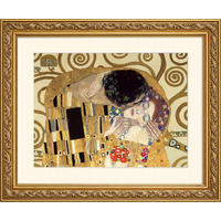 BILD gerahmt 53x63 cm Gustav Klimt "Der Kuss Detail" - Gelb, Holz (63/53cm) - artissimo