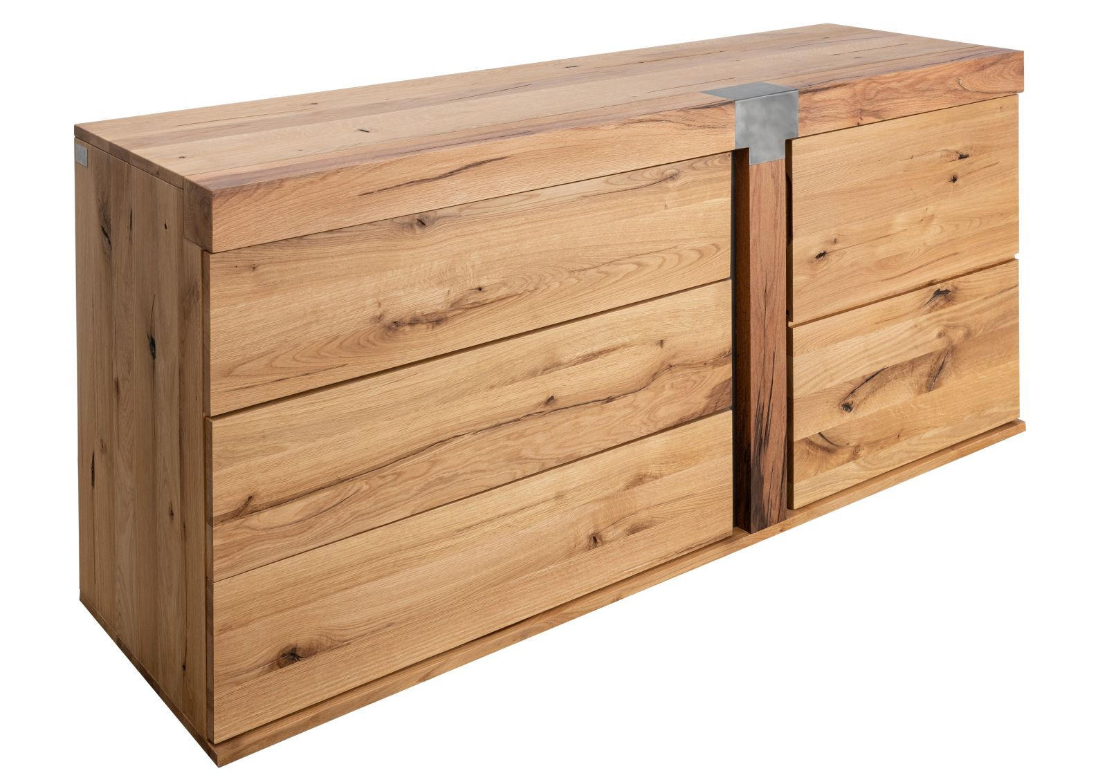 SIDEBOARD Wildeiche / Zerreiche 160x45x75 natur geölt NEW AMSTERDAM #10 - Naturfarben, Holz (160/75/45cm) - Massivmoebel24
