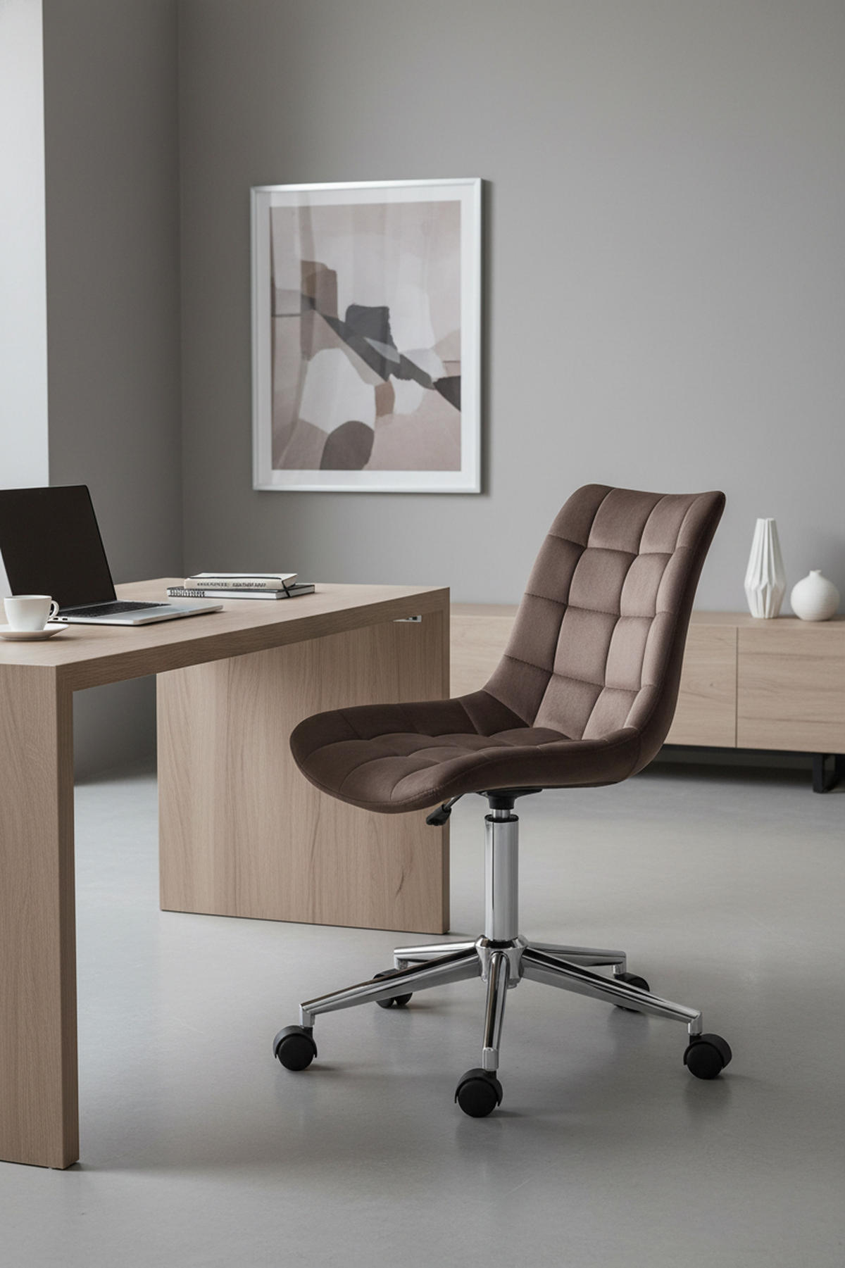 BÜROSTUHL Auronix Samt braun - Chromfarben/Braun, Metall (46/96/62cm) - TPFLiving