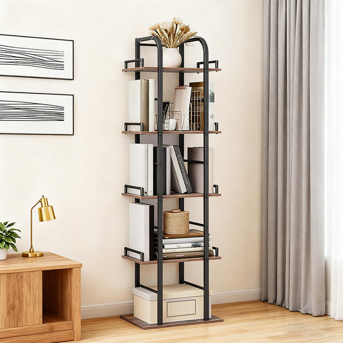 REGÁL - různobarevná, kov/kompozitní dřevo (38/143/24cm) - Relaxdays