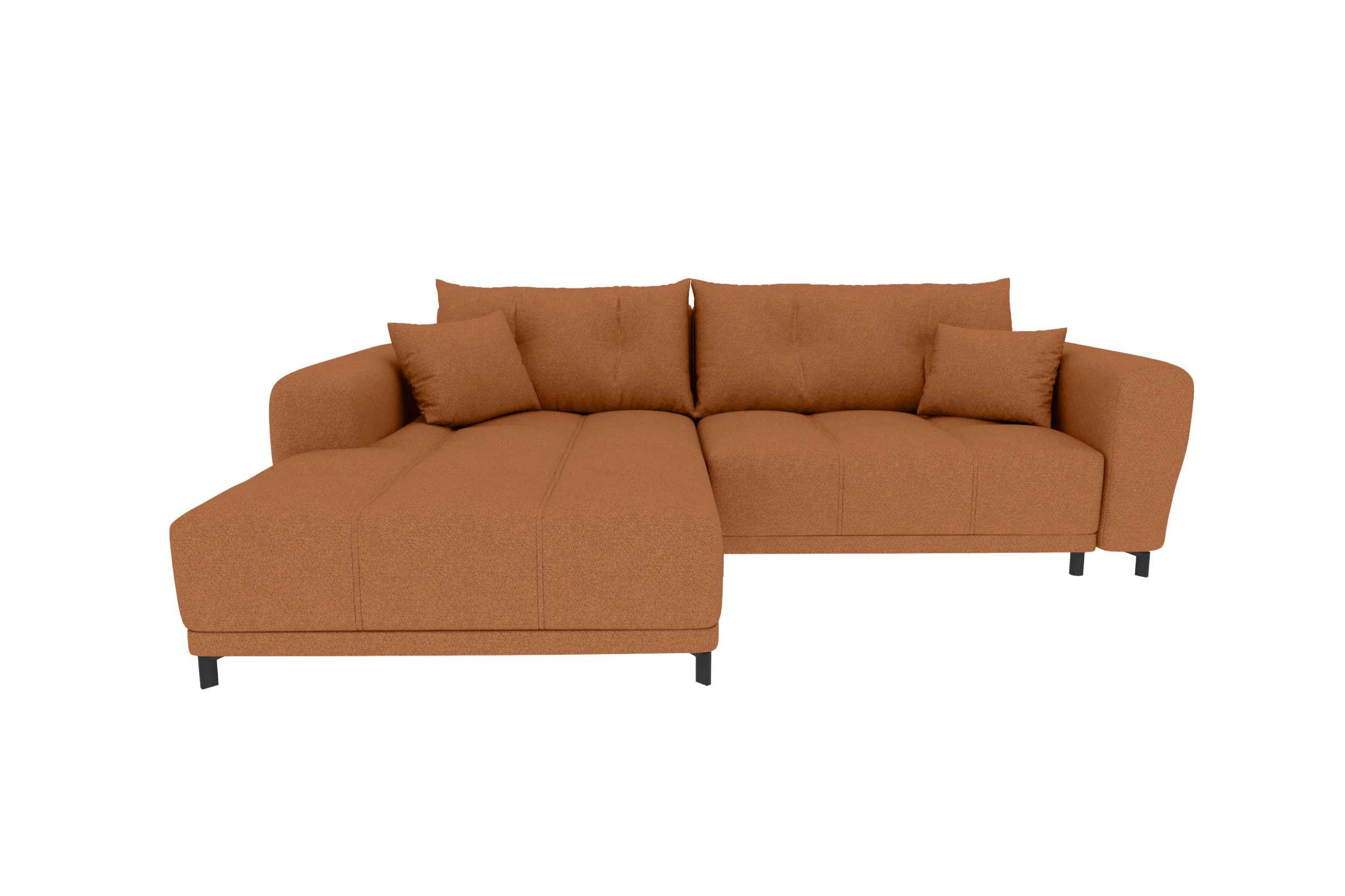 ECKSOFA Massimo Strukturstoff Rostfarben inkl. Schlaffunktion Links - Rostfarben/Schwarz, Textil/Metall (246/177cm) - 99rooms