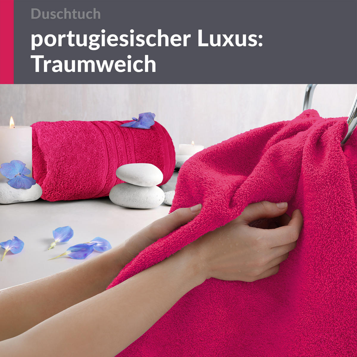 DUSCHTUCH London Rhabarber Rot 2er Set 70x140 - Pink, Textil (70/140cm) - Lashuma