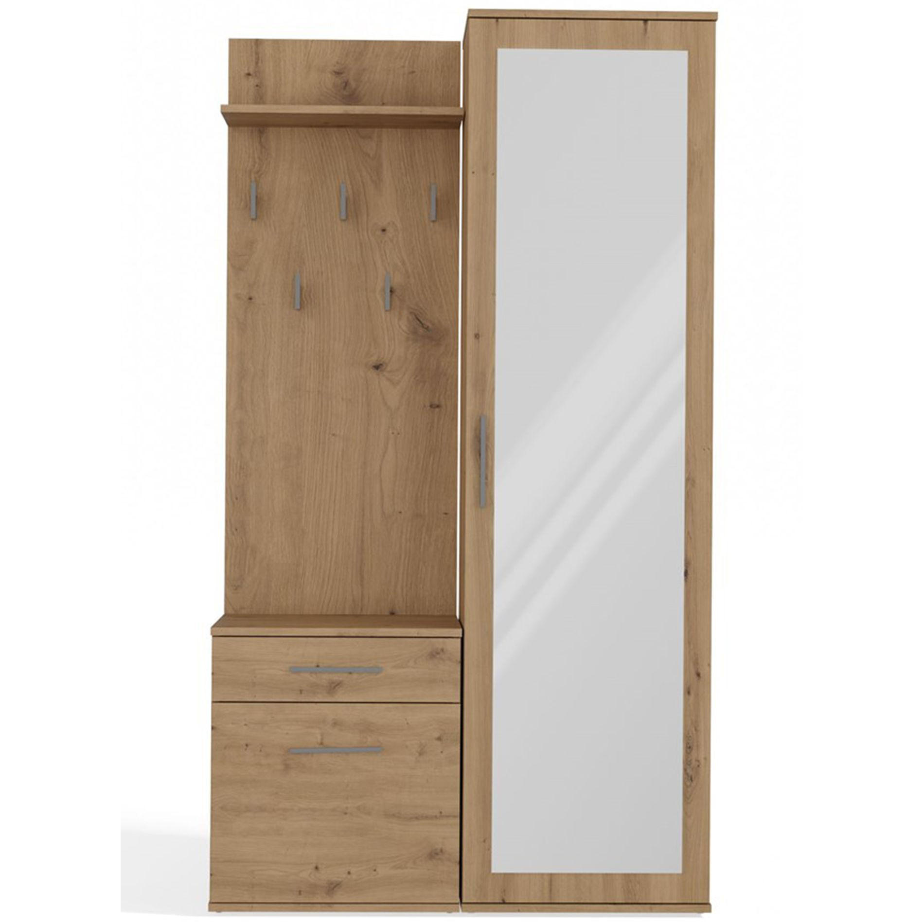 FLURMÖBEL-SET Duvio Eiche Artisan - Silberfarben/Eiche Artisan, Holzwerkstoff/Kunststoff (100/35/180cm) - Selsey