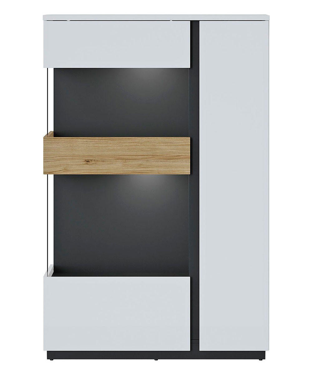 HIGHBOARD Novena weiß / schwarz / Catania Eiche 98 / 40 / 149cm - Multicolor/Schwarz, Holz/Holzwerkstoff (98/149/40cm) - Feldmann-Wohnen