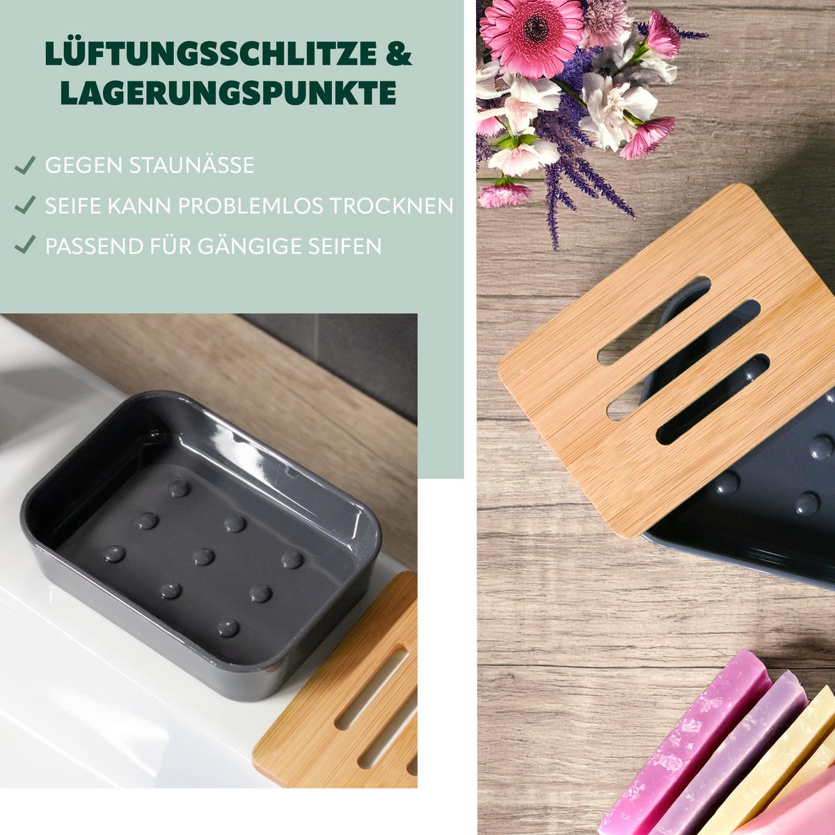 SEIFENSCHALE CALVI, grau - Grau, Kunststoff (11.7/2.8/8.7cm) - bremermann