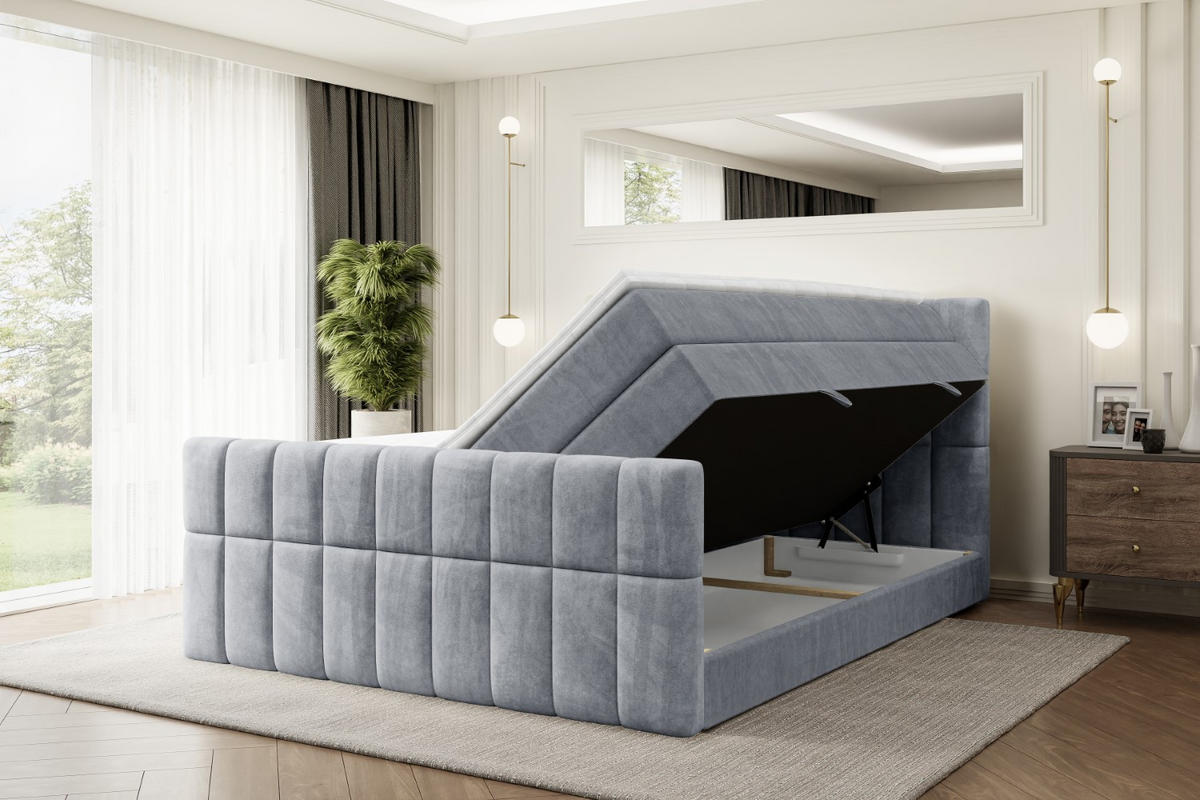 BOXSPRINGBETT MIAMI-Z KING - 120x200 - H3/H4 - Grau - Grau, Holzwerkstoff (120/200cm) - ALTDECOR