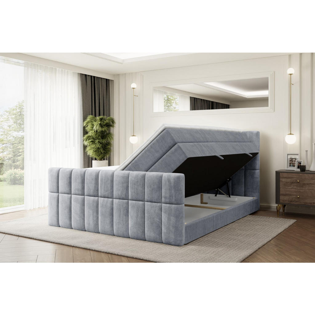 Thumbnail - Altdecor Boxspringbett, Grau, Holzwerkstoff, Höhe ca. 20 cm, 120x200 cm, Schlafzimmer, Betten, Boxspringbetten